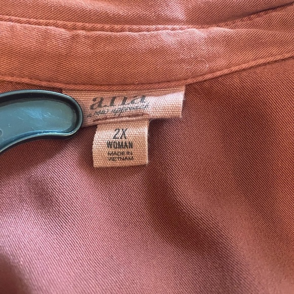 Ana Plus size button down long sleeve top size 2x rust fall color - Picture 3 of 7